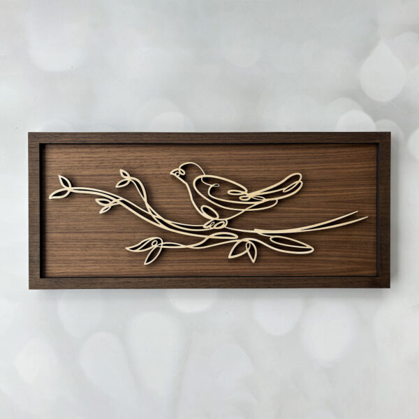 Graceful Bird on a Branch Wooden Wall Art
