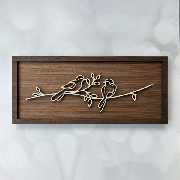 Lovebirds on a Branch Wooden Wall Art