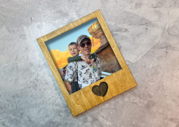 Heart Cut-Out Wooden Magnet Photo Frame