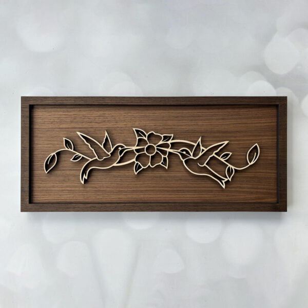 Hummingbirds and Flower Wooden Wall Art