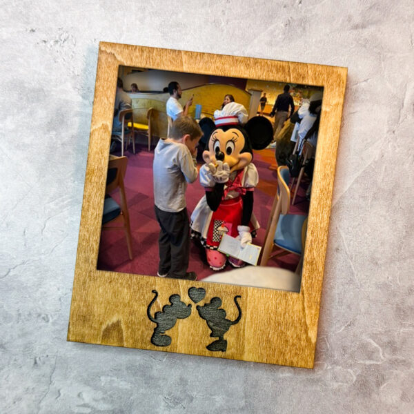 Kissing Mickey and Minnie Cut-Out Wooden Magnet Photo Frame