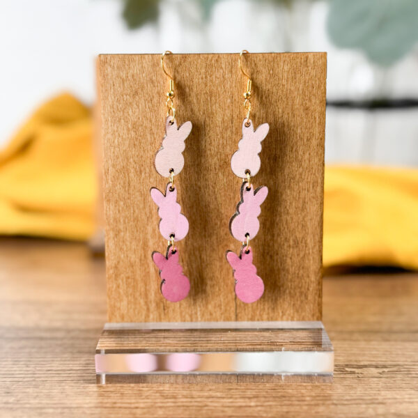 Pink Ombre 3 Drop Bunny Earrings