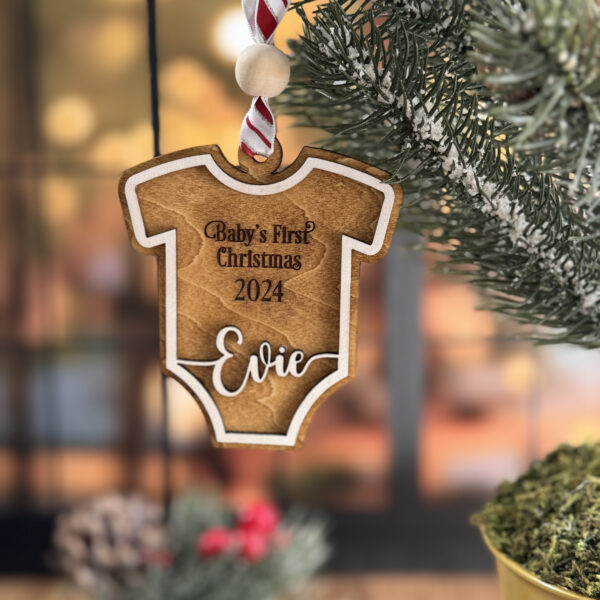 Personalized Baby Onesie Ornament – Baby’s First Christmas
