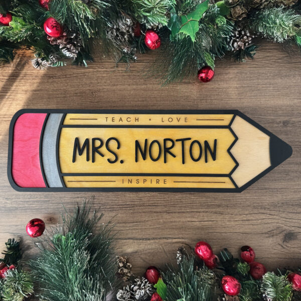Personalized Teacher Pencil Sign
