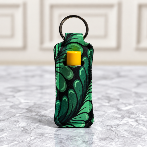 Green Swirl Chapstick Holder Keychain